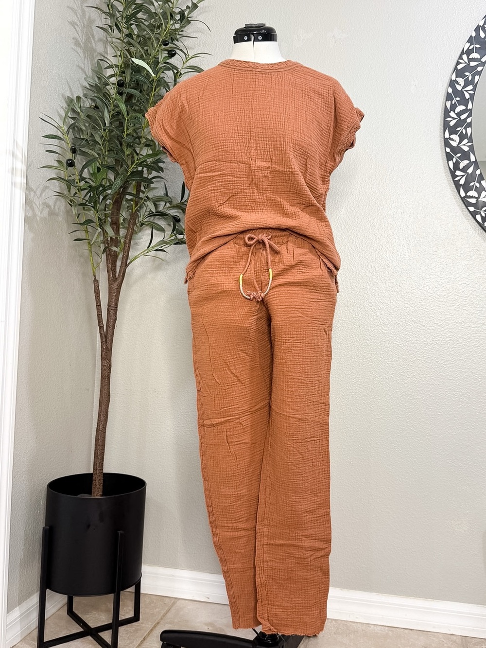 Faherty Organic Cotton Cozy Gauze Matching Set - Rust